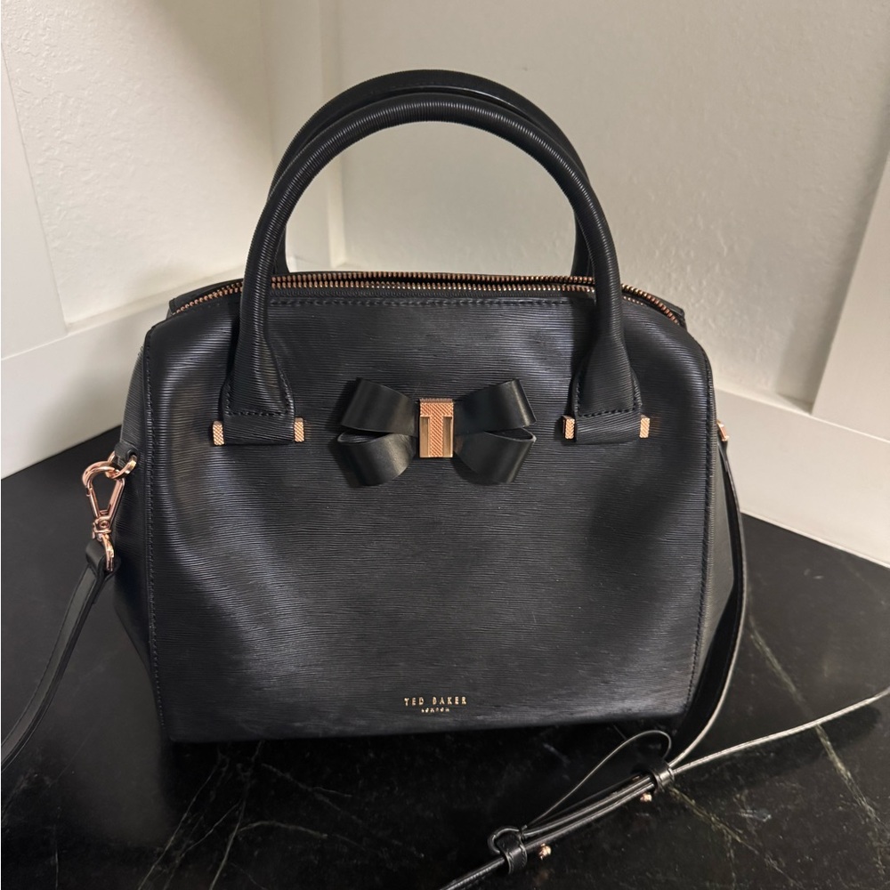 Ted Baker London Black Satchel with Bow Accent